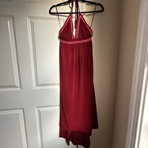 Express Maroon Maxi Halter Dress Size S High-Low Hem